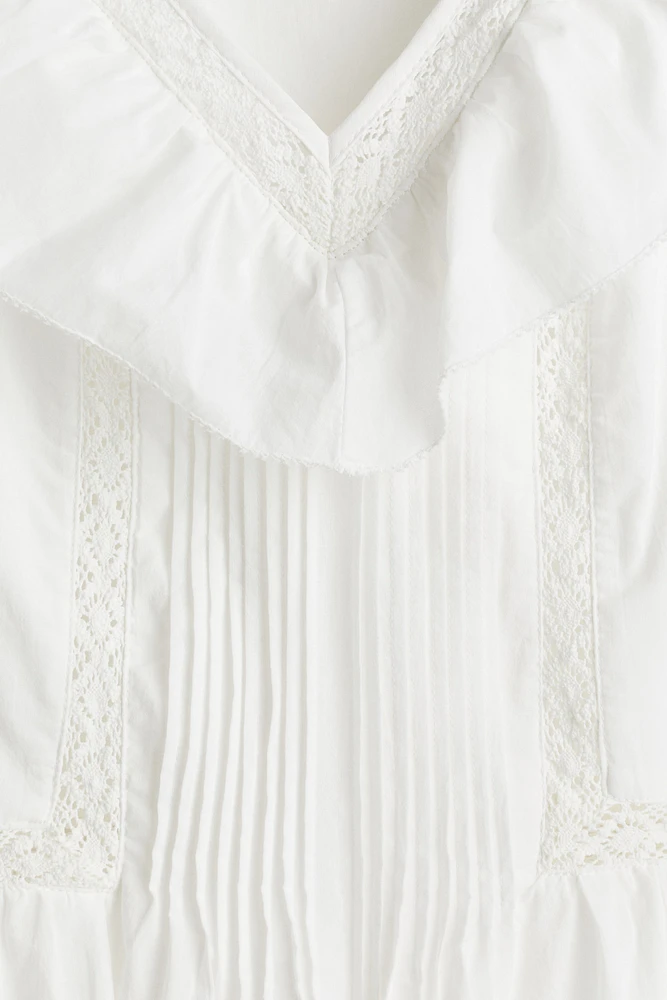 Ruffle-Trimmed Cotton Dress