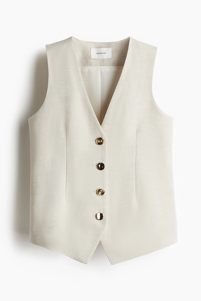 Linen-Blend Suit Vest