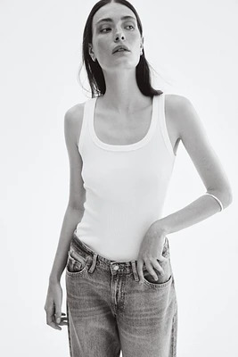 Silk-Blend Ribbed Thong Bodysuit