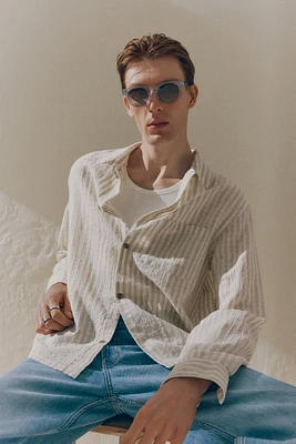 Regular-Fit Linen-Blend Shirt