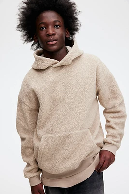 Loose-Fit Teddy Fleece Hoodie