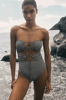 Padded-Cup High-Leg Swimsuit
