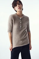 Mohair-Blend Top with Button Details