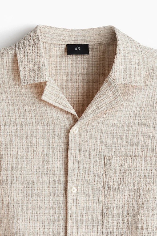 Chemise ample en seersucker avec col cubain