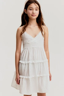Smocked Ruffle-Trimmed Dress