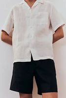 Chemise coupe classique en lin à col cubain