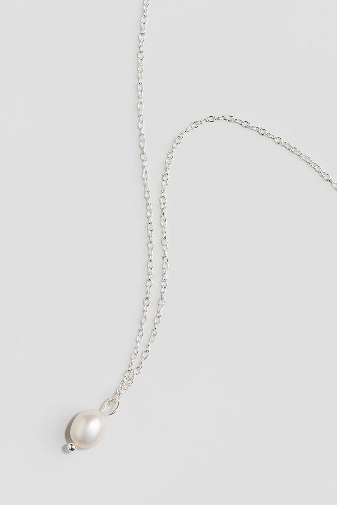 Sterling Silver Necklace with Pearl Pendant