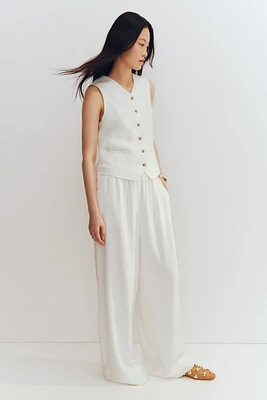 Pantalon large en lin mélangé