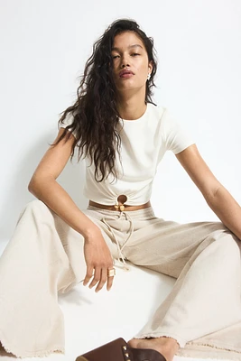 Pantalon en lin mélangé avec cordon de serrage