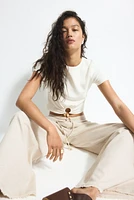 Pantalon en lin mélangé avec cordon de serrage