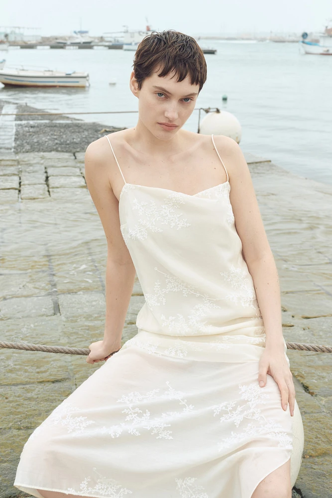 Embroidered Slip Dress