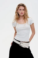 Lace-Trimmed Pointelle T-Shirt