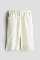Cropped Pants with Eyelet Embroidery