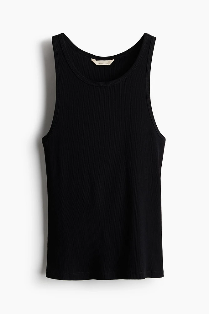 Ribbed Silk-Blend Tank Top
