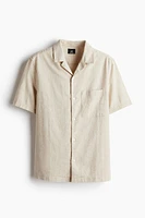Regular-Fit Short-Sleeved Linen-Blend Shirt
