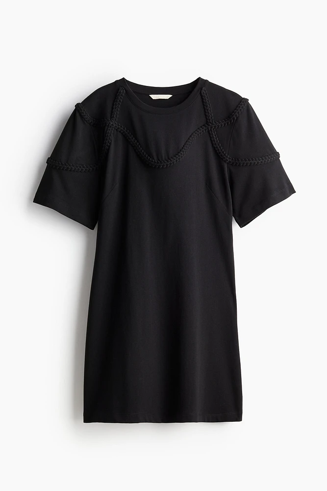 T-shirt Dress with Braided Trim