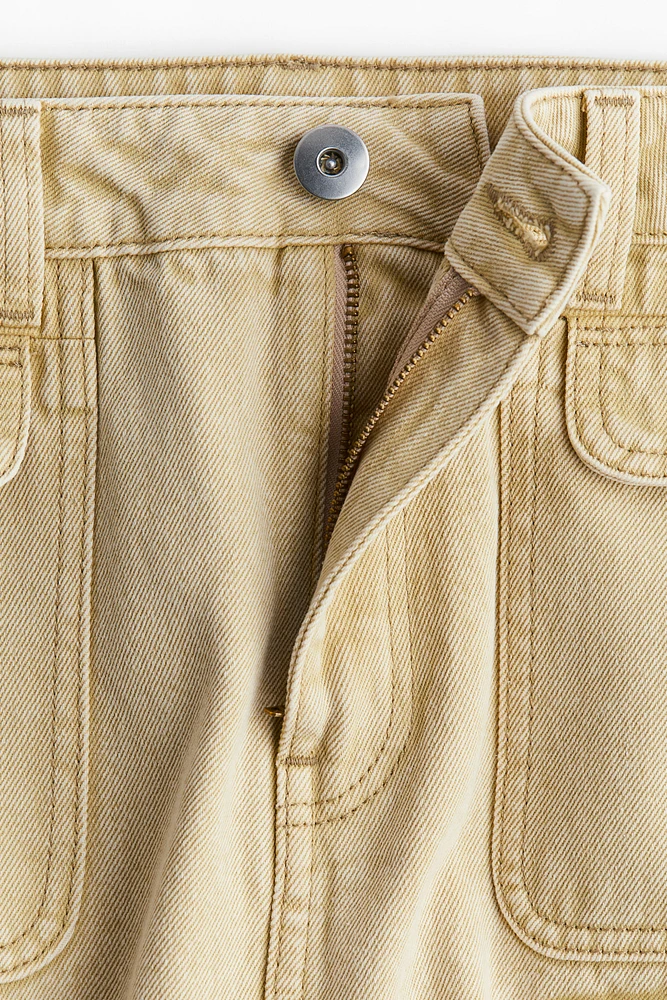Denim Cargo Maxi Skirt