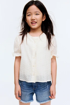 Lace-Trimmed Cotton Blouse