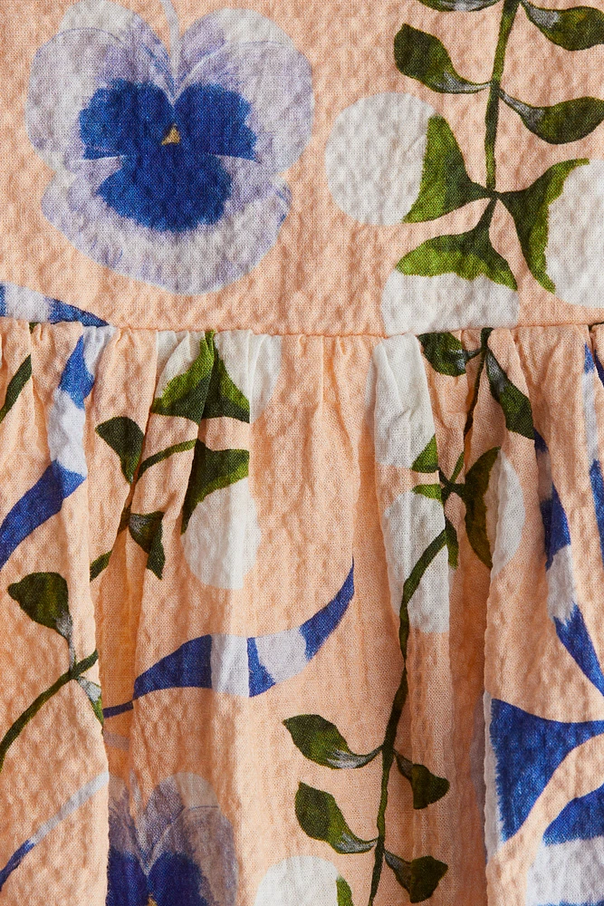 Floral-Print Seersucker Dress