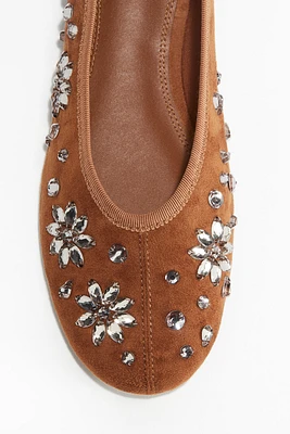Rhinestone-Embellished Ballet Flats