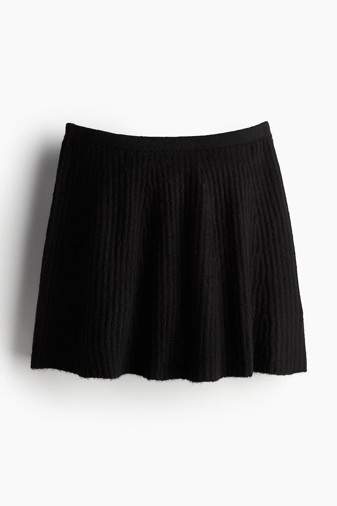 Rib-Knit A-Line Mini Skirt