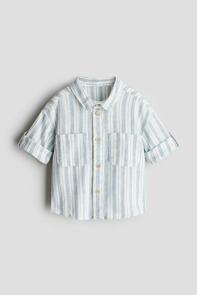 Linen-Blend Roll-Up-Sleeved Shirt