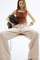 Straight linen-blend trousers