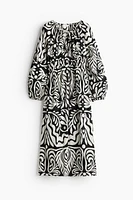 Balloon-sleeved Cotton Dress