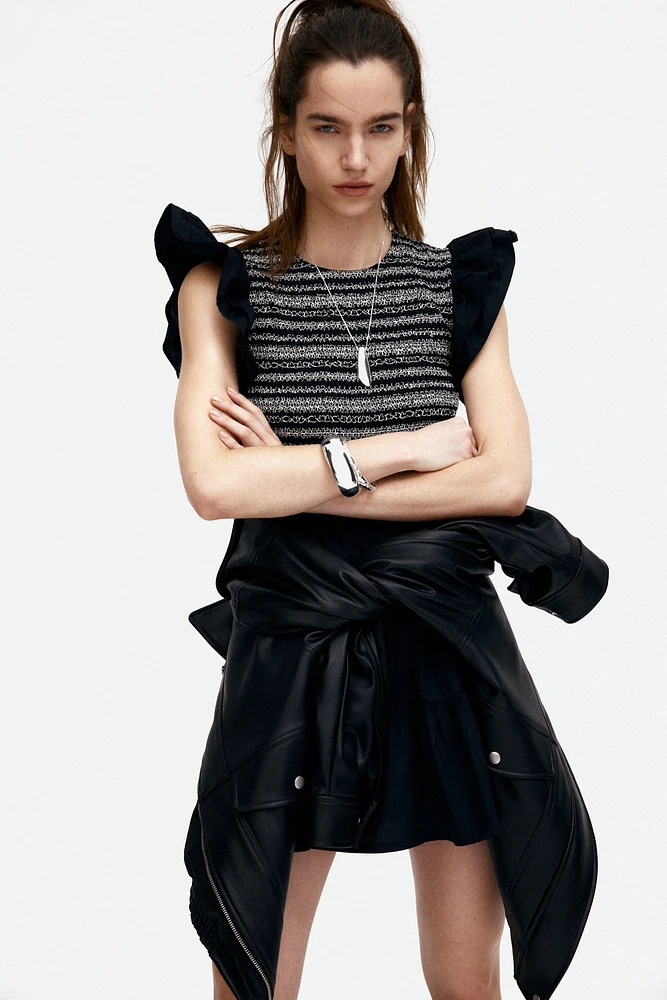 Flutter-Sleeved Poplin Dress