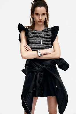 Flutter-Sleeved Poplin Dress