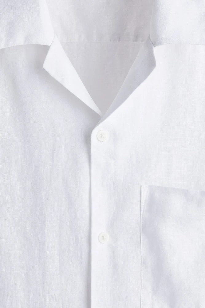 Chemise coupe classique en lin à col cubain