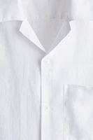 Chemise coupe classique en lin à col cubain
