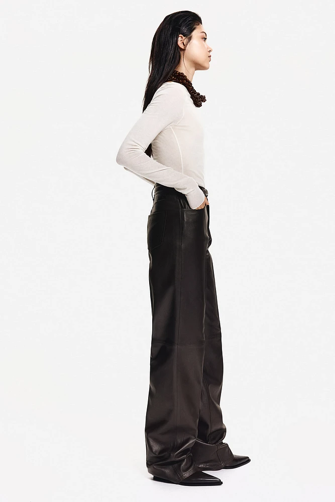 Straight Leather Pants