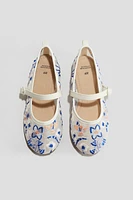 Embroidered Mesh Ballet Flats