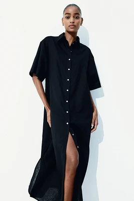 Linen-Blend Shirt Dress