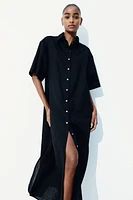 Linen-Blend Shirt Dress