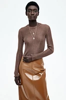 Sheer Rib-Knit Top