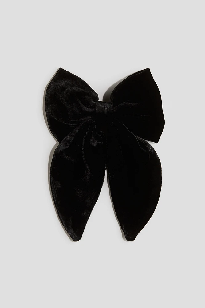 Bow-Decorated Velvet Hair Clip