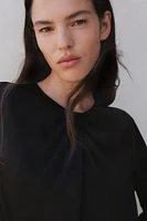 Pleat-Detail Satin Blouse