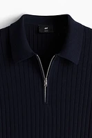 Slim-Fit Rib-Knit Polo Shirt
