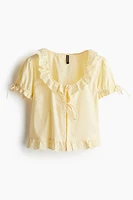 Ruffle-Trimmed Cotton Blouse
