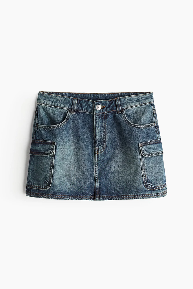 Denim Cargo Mini Skirt