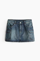 Denim Cargo Mini Skirt