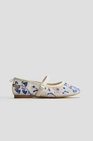 Embroidered Mesh Ballet Flats