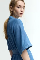 Tie-Belt Denim Dress