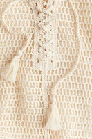 Hole-Knit Lace-Up Top