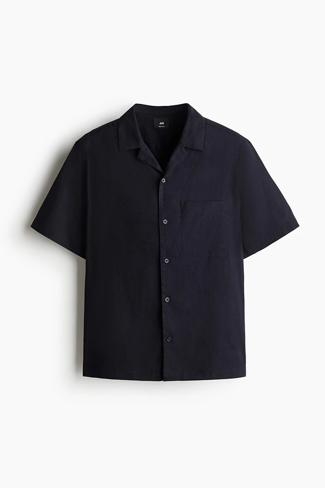 Regular-Fit Short-Sleeved Linen-Blend Shirt