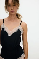 Lace-Trimmed Microfiber Bodysuit