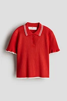 Rib-Knit Top with Collar