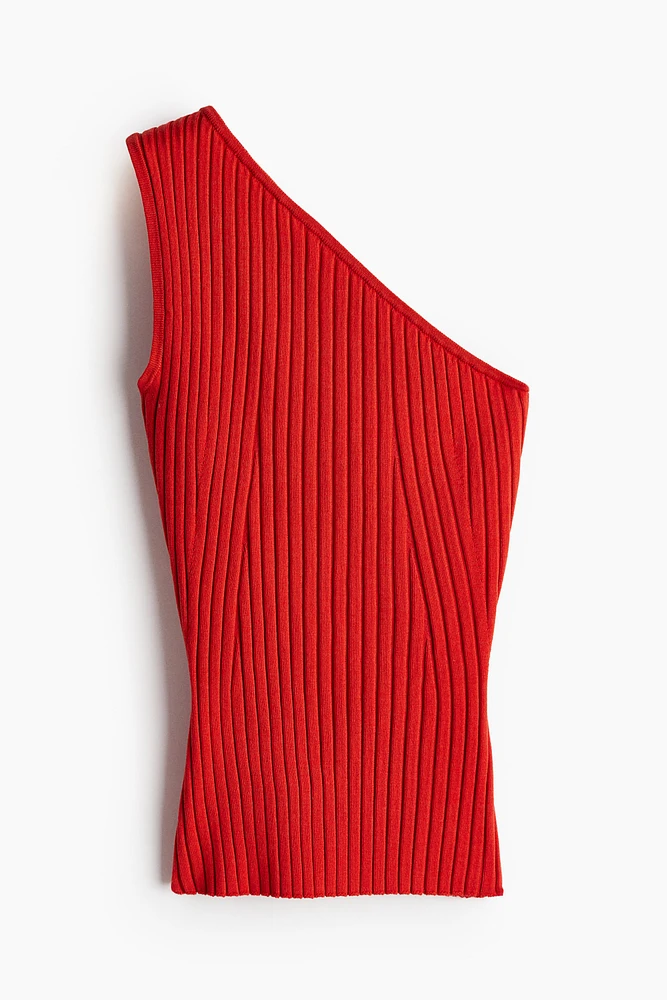 One-shoulder Rib-knit Top